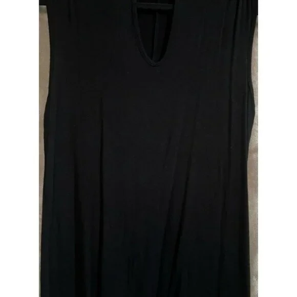 Jennifer Lopez Black Sleeveless Keyhole Neckline Choker Cut Top Tunic Collar Med - Picture 9 of 16
